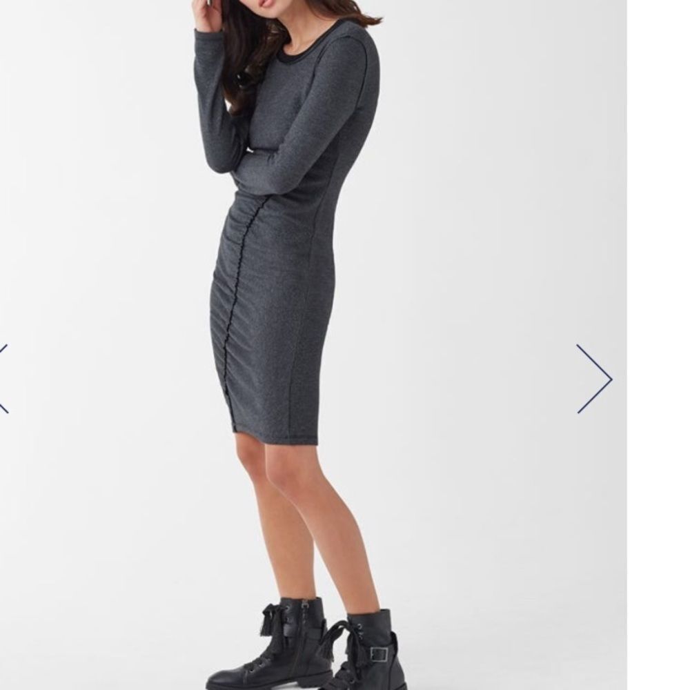 NWT Splendid Logan Ruched Long Sleeve Midi Dress - Picture 2 of 4